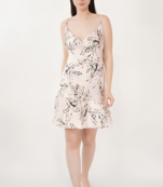 Urban Sundari Floral Printed Shoulder Straps Sleeveless Peach Satin Nightsuit Set Pack of 1