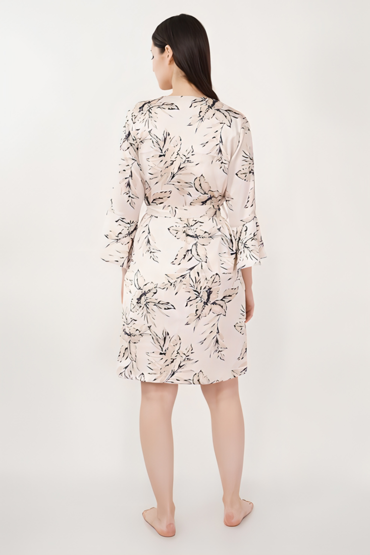 Urban Sundari Floral Printed Shoulder Straps Sleeveless Peach Satin Nightsuit Set Pack of 1