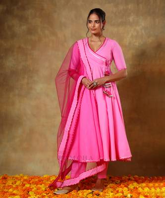 Guzarish pink cotton angrakha set 2