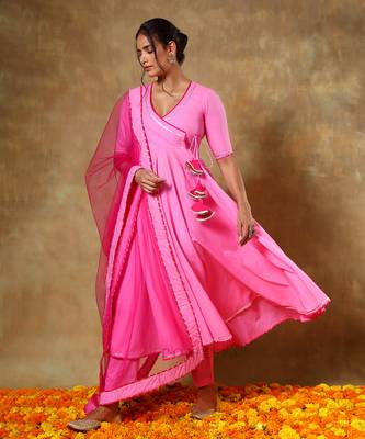 Guzarish pink cotton angrakha set 3