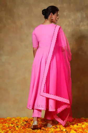 Guzarish pink cotton angrakha set