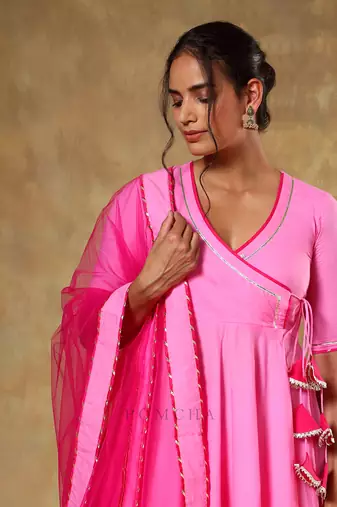Guzarish pink cotton angrakha set