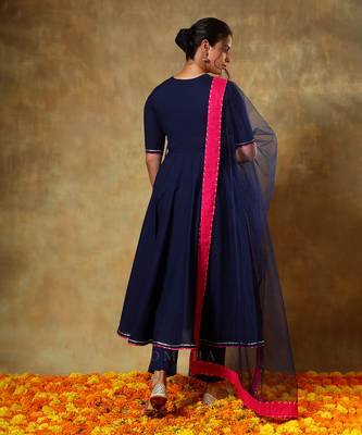 Guzarish navy blue cotton angrakha set 5