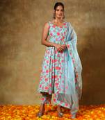 Guzarish red floral anarkali set