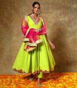 Guzarish gulaal green cotton anarkali set