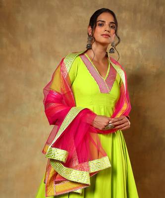 Guzarish gulaal green cotton anarkali set 3