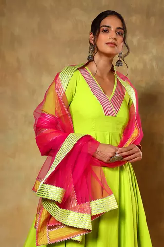 Guzarish gulaal green cotton anarkali set
