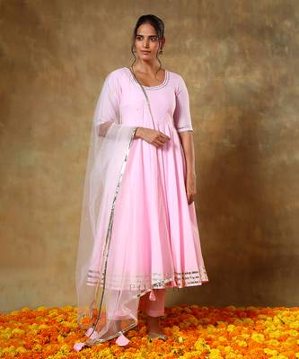 Guzarish gulabi cotton anarkali set 1