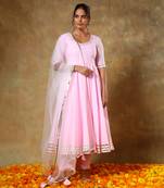 Guzarish gulabi cotton anarkali set