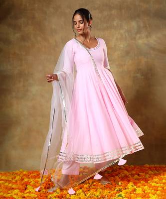 Guzarish gulabi cotton anarkali set 3