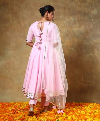 Guzarish gulabi cotton anarkali set 4