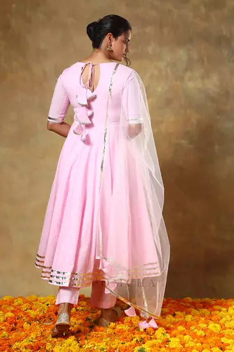 Guzarish gulabi cotton anarkali set