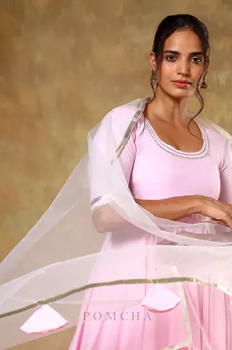 Guzarish gulabi cotton anarkali set