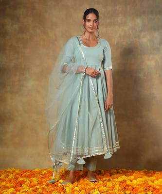 Guzarish pastel cotton anarkali set 1