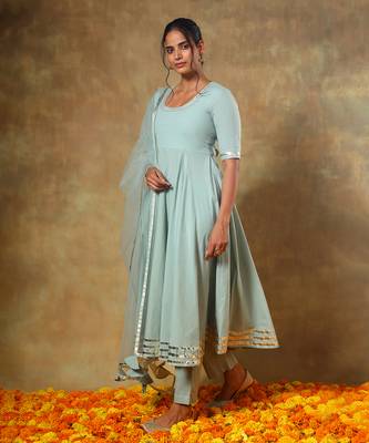 Guzarish pastel cotton anarkali set 2