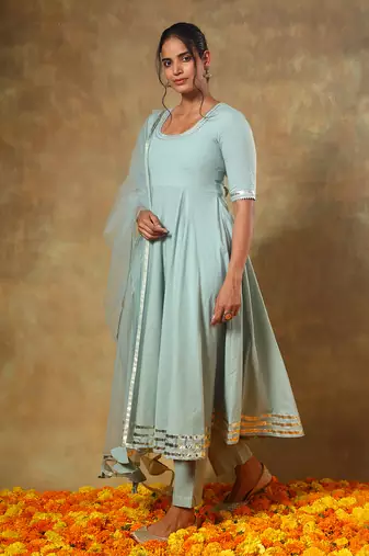 Guzarish pastel cotton anarkali set