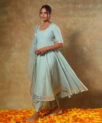 Guzarish pastel cotton anarkali set 3