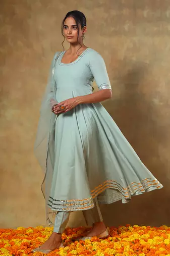 Guzarish pastel cotton anarkali set