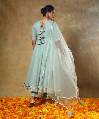 Guzarish pastel cotton anarkali set 4