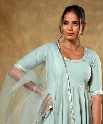 Guzarish pastel cotton anarkali set 5