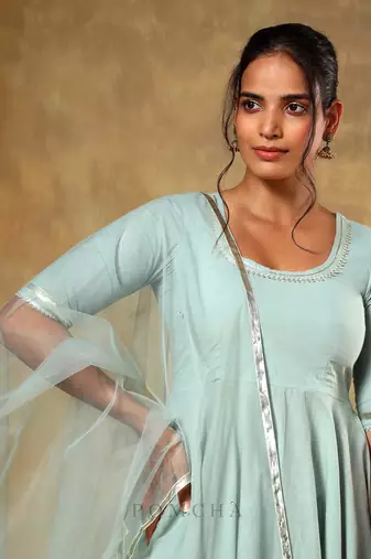 Guzarish pastel cotton anarkali set