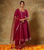 Guzarish burgandy cotton anarkali set
