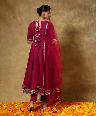 Guzarish burgandy cotton anarkali set 3