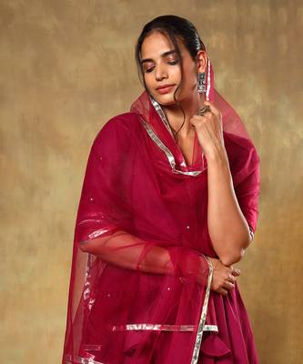 Guzarish burgandy cotton anarkali set 4