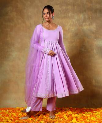 Guzarish lavender cotton anarkali set 1