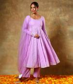 Guzarish lavender cotton anarkali set