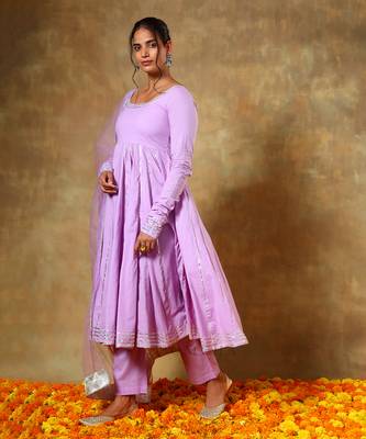 Guzarish lavender cotton anarkali set 2
