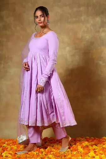 Guzarish lavender cotton anarkali set