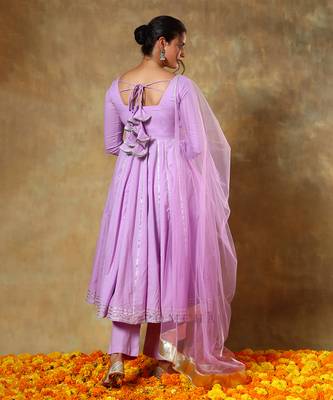 Guzarish lavender cotton anarkali set 3