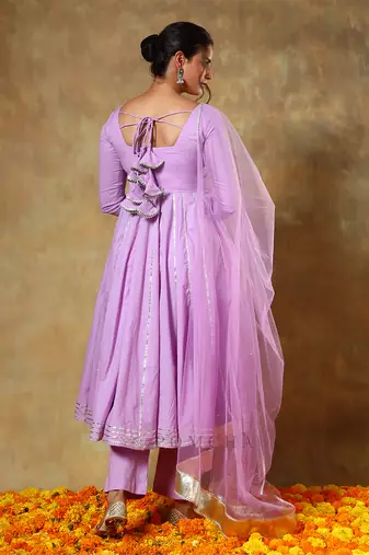 Guzarish lavender cotton anarkali set