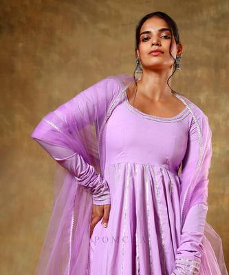 Guzarish lavender cotton anarkali set 4
