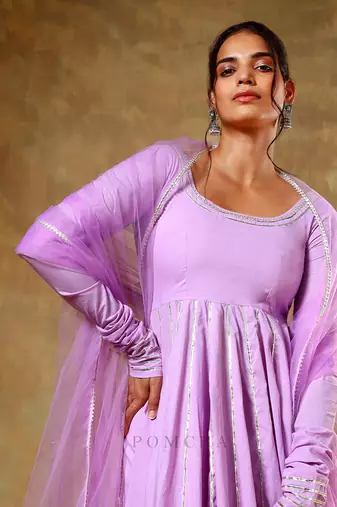 Guzarish lavender cotton anarkali set
