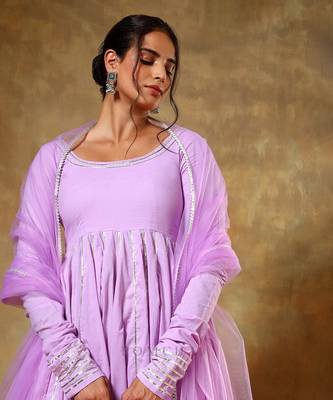 Guzarish lavender cotton anarkali set 5