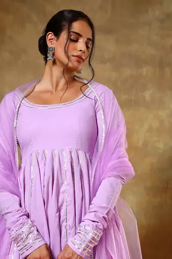 Guzarish lavender cotton anarkali set