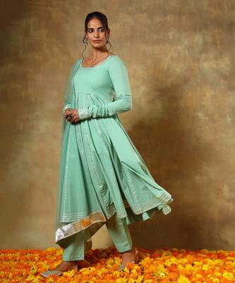 Guzarish sea green cotton anarkali set 2