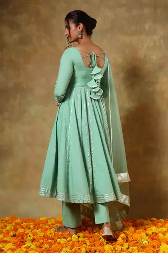 Guzarish sea green cotton anarkali set