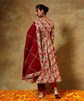 Guzarish maroon cotton anarkali set 4