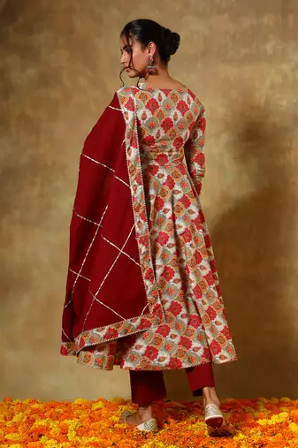 Guzarish maroon cotton anarkali set