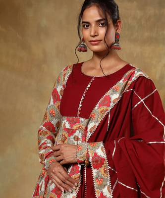 Guzarish maroon cotton anarkali set 5