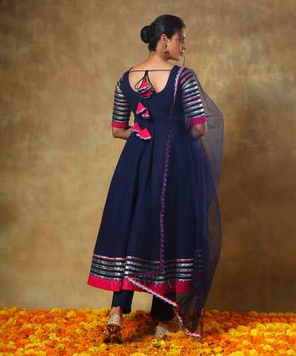 Guzarish navy blue cotton anarkali set 4