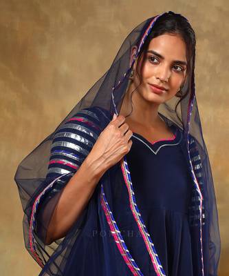 Guzarish navy blue cotton anarkali set 5