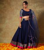 Guzarish Navy Blue Cotton Lehenga Set