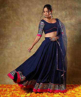 Guzarish Navy Blue Cotton Lehenga Set 2