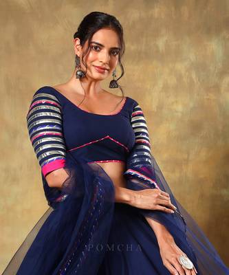 Guzarish Navy Blue Cotton Lehenga Set 3