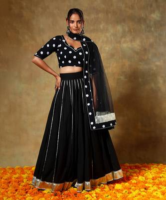 Guzarish Polka Dot Cotton Lehenga Set 1