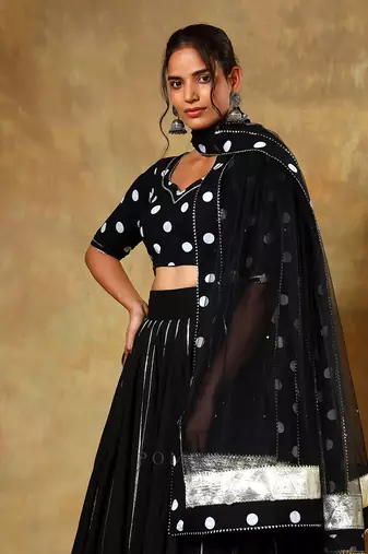 Guzarish Polka Dot Cotton Lehenga Set